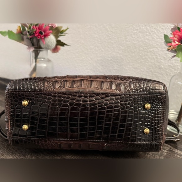 Brahmin Mini Asher Satchel Pecan Melbourne Croc Leather Crossbody - Picture 6 of 16